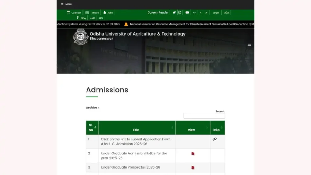 OUAT Admit Card