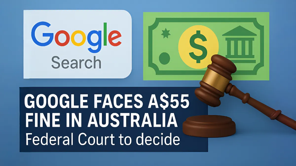 Google Search faces A$55m fine in Australia.