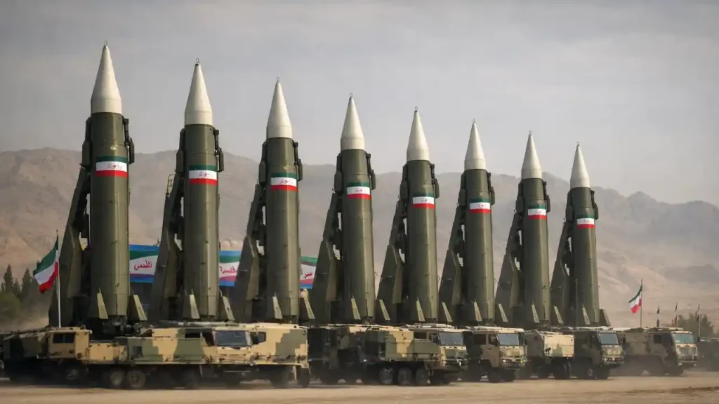 Iranian missiles displayed during a military exercise